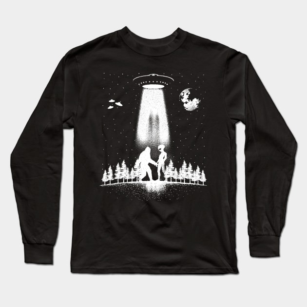 Alien And Bigfoot Long Sleeve T-Shirt by Tesszero